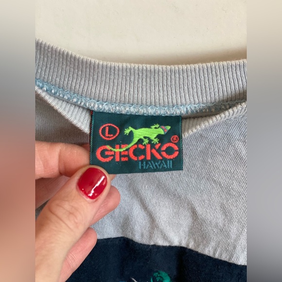 Vintage Retro Gecko Hawaii Gray/Blue “Gecko Snowboards” Youth Size Large - Picture 3 of 4